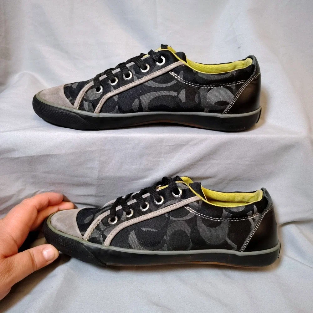 Coach Barrett P547 Womens Signature C Black Grey Canvas Sneakers Size‎ 7B
